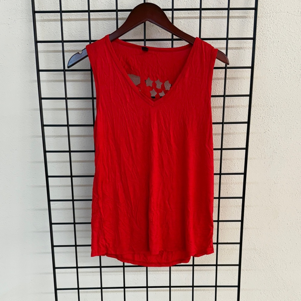 Vibrant Red V-Neck Tank Top